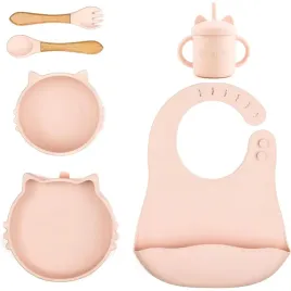 zestaw-naczyn-silikonowych-dla-dziecka-talerz-z-przyssawka-jasnorozowy