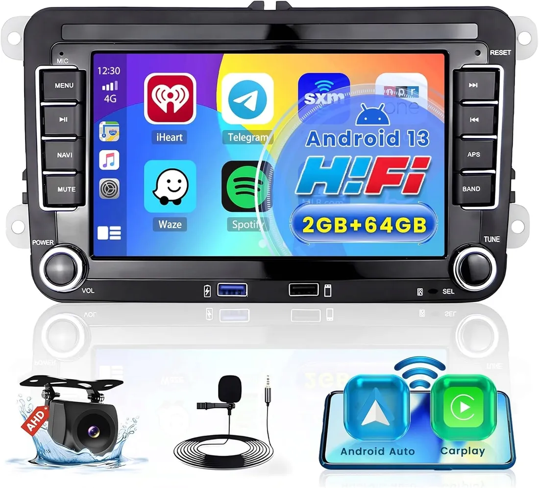 radio-samochodowe-android-13-golf-5-6-passat-carplay-androidauto-wireless