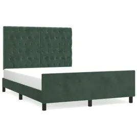 rama-lozka-z-zaglowkiem-aksamitna-ciemnozielona-193-x-146-x-118-128-cm