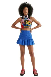 spodnica-damska-desigual-lima-mini-marszczona-niebieska