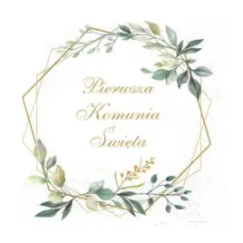 serwetki-na-komunie-pierwsza-komunia-galazki-boho-liscie-w-ramie-33-x-33-cm