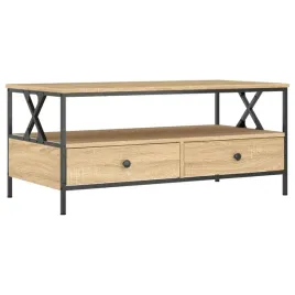stolik-kawowy-z-2-szufladami-i-polka-dab-sonoma-100x51x45-cm