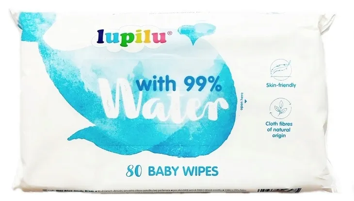 CHUSTECZKI NAWILŻANE DLA DZIECI 80szt NAWILŻONE WODĄ Wodne Lupilu 99% Wody