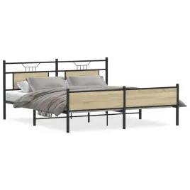 rama-lozka-207x167x915-cm-dab-sonoma-stal-z-wezglowiem-i-nogami