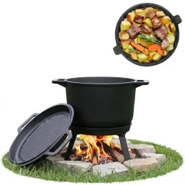 kociolek-zeliwny-z-patelnia-4l-garnek-mysliwski-na-ognisko-grill-pieczonki