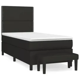 lozko-kontynentalne-czarne-203-x-90-x-118-128-cm-z-materacem-90-x-200-x