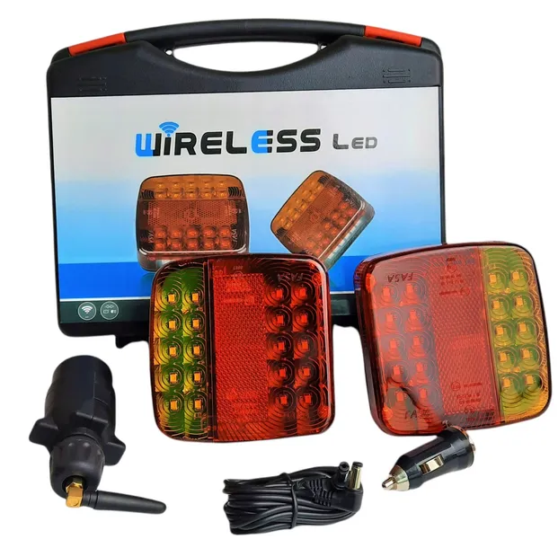 ZESTAW LAMPY BEZPRZEWODOWE TYLNE LED DO PRZYCZEPY NACZEPY NA MAGNES WALIZKA
