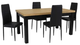 stol-drewniany-rozkladany-craft-90x160-210-4-czarne-krzesla-salon