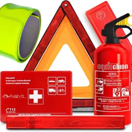 gasnica-ogniochron-1kg-apteczka-trojkat-ostrzegawczy-opaska-odblaskowa