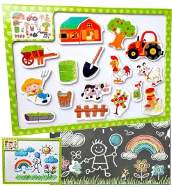 tablica-magnetyczna-kredowa-farma-ukladanka-magnesy-suchoscieralna