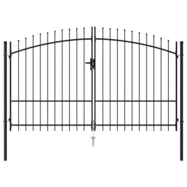 brama-dwuskrzydlowa-z-grotami-stalowa-3x2-m-czarna