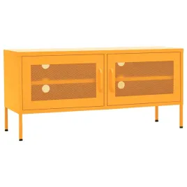 szafka-pod-tv-stalowa-musztardowy-zolty-105x35x50-cm-2-drzwiczki-z-siatk