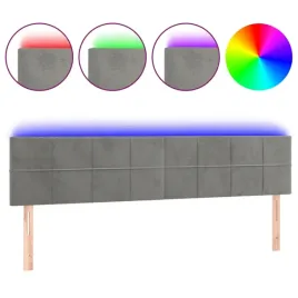 zaglowek-led-aksamitny-regulowany-jasnoszary-160x5x78-88-cm