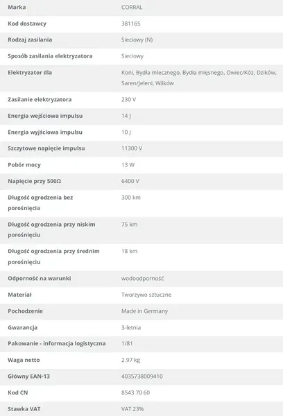 elektryzator-corral-super-n10000-stan-nowy