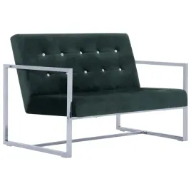 2-osobowa-sofa-z-podlokietnikami-ciemnozielona-chrom-aksamit