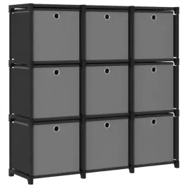regal-z-9-pudelkami-stal-i-tkanina-czarno-szary-103x30x1075-cm