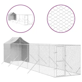 kojec-dla-psa-z-dachem-srebrny-2x10x25m-stal-galwanizowana