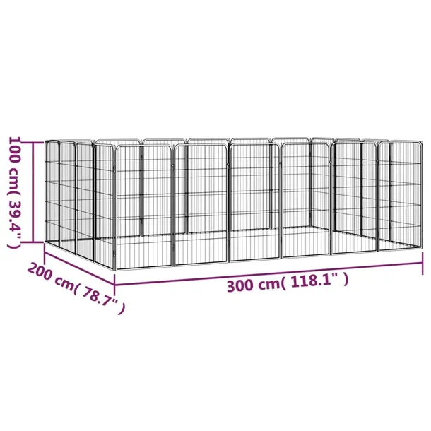 kojec-dla-psa-20-paneli-czarny-50x100-cm-stal-stan-nowy