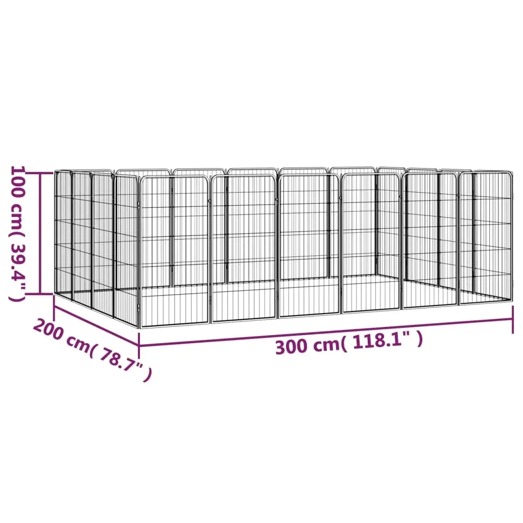 kojec-dla-psa-20-paneli-czarny-50x100-cm-stal-stan-nowy