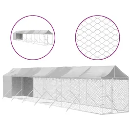 kojec-dla-psa-z-dachem-srebrny-2x14x25m-stal-galwanizowana