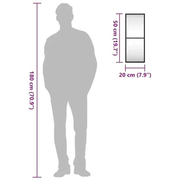 lustro-scienne-czarne-20x50-cm-prostokatne-zelazo-waga-z-opakowaniem-2-1-kg-stan-nowy