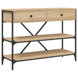 stolik-konsolowy-z-szufladami-i-polkami-dab-sonoma-100x345x75-cm