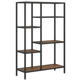 regal-na-ksiazki-z-wieloma-polkami-stalowy-ciemnobrazowy-80x30x120