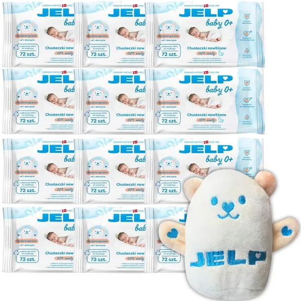 Jelp baby 0+ water chusteczki nawilżane 12 x 72 szt. 98% wody