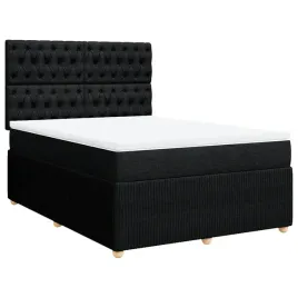 lozko-kontynentalne-200-x-160-x-1405-1505-cm-czarne-z-materacem-i-topp