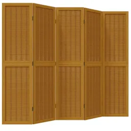 parawan-pokojowy-5-panelowy-brazowy-lite-drewno-paulowni