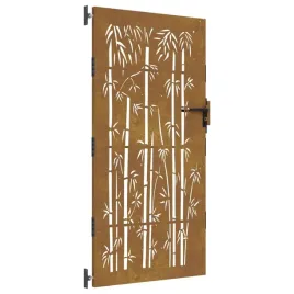 furtka-ogrodowa-85x200-cm-stal-kortenowska-motyw-bambusa