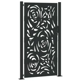 brama-ogrodowa-czarna-105x180-cm-stalowy-wzor-plomienia