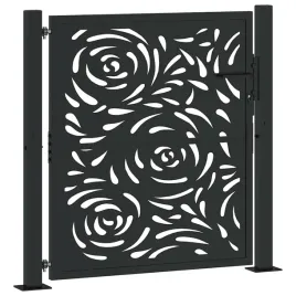 brama-ogrodowa-czarna-105x106-cm-stalowy-wzor-plomienia