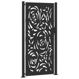 brama-ogrodowa-czarna-105x205-cm-stalowy-wzor-plomienia