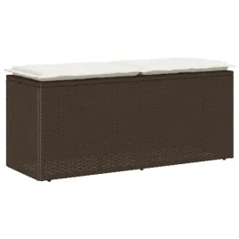 lawka-ogrodowa-brazowa-z-poduszka-kremowa-110-x-40-x-44-cm