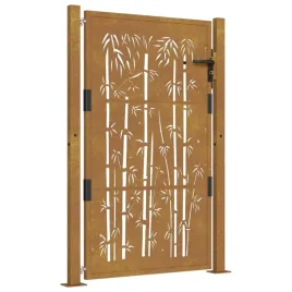 furtka-ogrodowa-105x155-cm-stal-kortenowska-motyw-bambusa