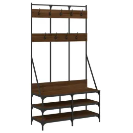 wieszak-na-ubrania-z-miejscem-na-buty-brazowy-dab-100x40x184-cm