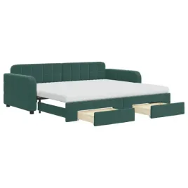 rozkladana-lezanka-2-w-1-ciemnozielona-z-szufladami-224x100x71-cm