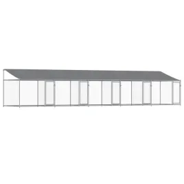 klatka-dla-psa-z-dachem-i-drzwiami-szara-10x2x2-m-stal