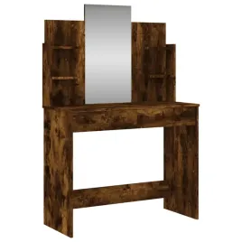 toaletka-z-lustrem-2-szuflady-4-polki-przydymiony-dab-96x39x142-cm