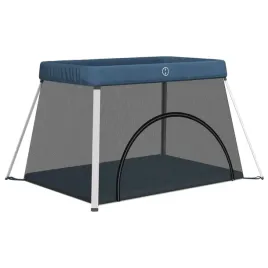 kojec-dla-dziecka-z-materacem-granatowy-lniana-tkanina