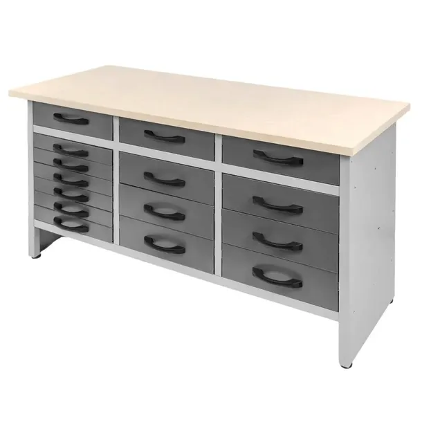 STÓŁ WARSZTATOWY METALOWY MEGA-M HANDYMAN 160x60x85cm 15 SZUFLAD