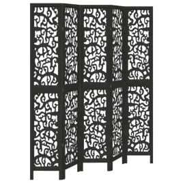 parawan-pokojowy-5-panelowy-czarny-lite-drewno-paulowni