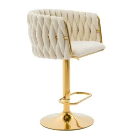 hoker-obrotowy-welurowy-bezowy-plecione-oparcie-rose-gold-krzeslo-barowe