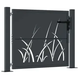 furtka-ogrodowa-antracytowa-105x105-cm-stal-motyw-trawy