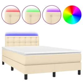 lozko-kontynentalne-203x120x78-88-cm-kremowe-z-materacem-i-led