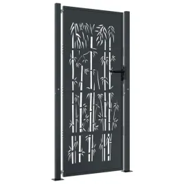 furtka-ogrodowa-antracytowa-105x180-cm-stal-motyw-bambusa
