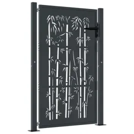 furtka-ogrodowa-antracytowa-105x130-cm-stal-motyw-bambusa