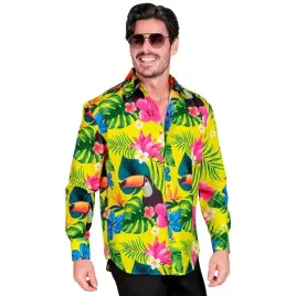 koszula-meska-zolta-hawaje-kwiaty-dluga-karnawal-xxl