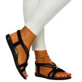 czarne-sandaly-damskie-niski-spod-gumeczki-na-lato